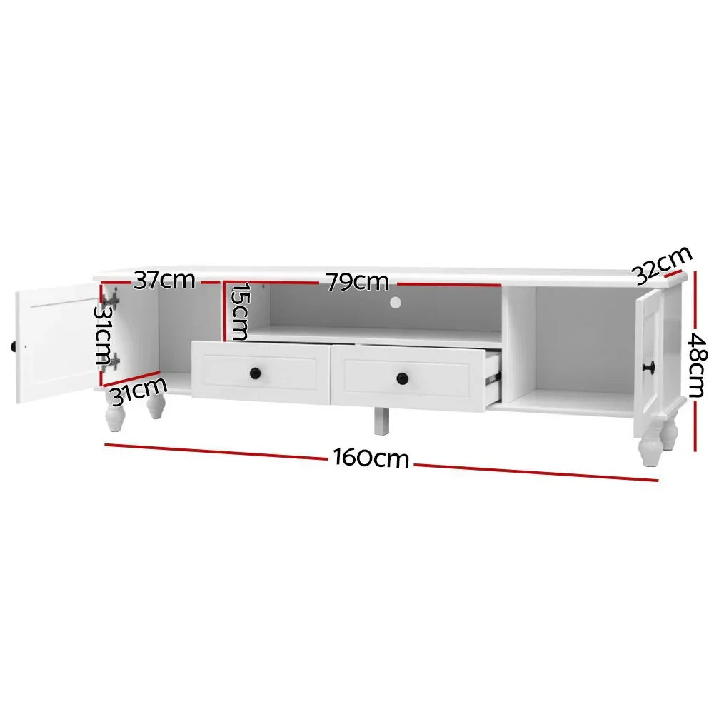 Artiss TV Cabinet Entertainment Unit 160cm White Kubi - Stacks Warehouse