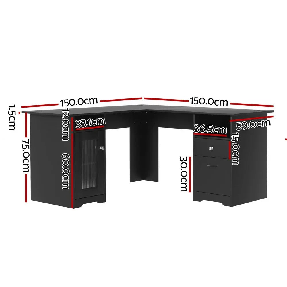 Artiss Computer Desk L-shaped Corner Table with Storage - Stacks Warehouse