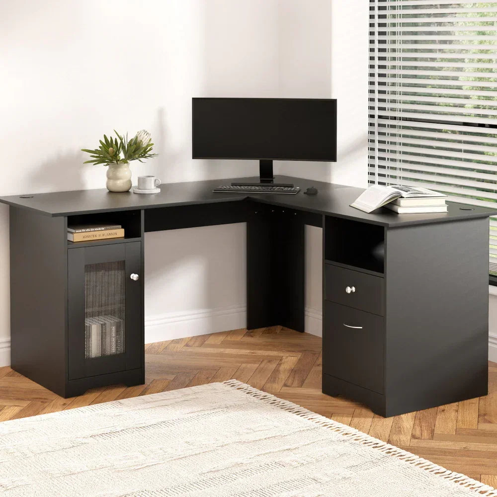 Artiss Computer Desk L-shaped Corner Table with Storage - Stacks Warehouse