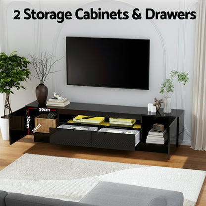 Artiss TV Unit 180cm | Black with RGB LED