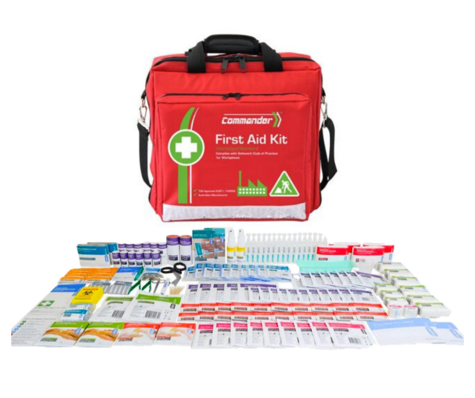 COMMANDER 6 Series reinforced fabric softpack first aid kit, 34 x 23 x 36 cm, with centre slit pocket