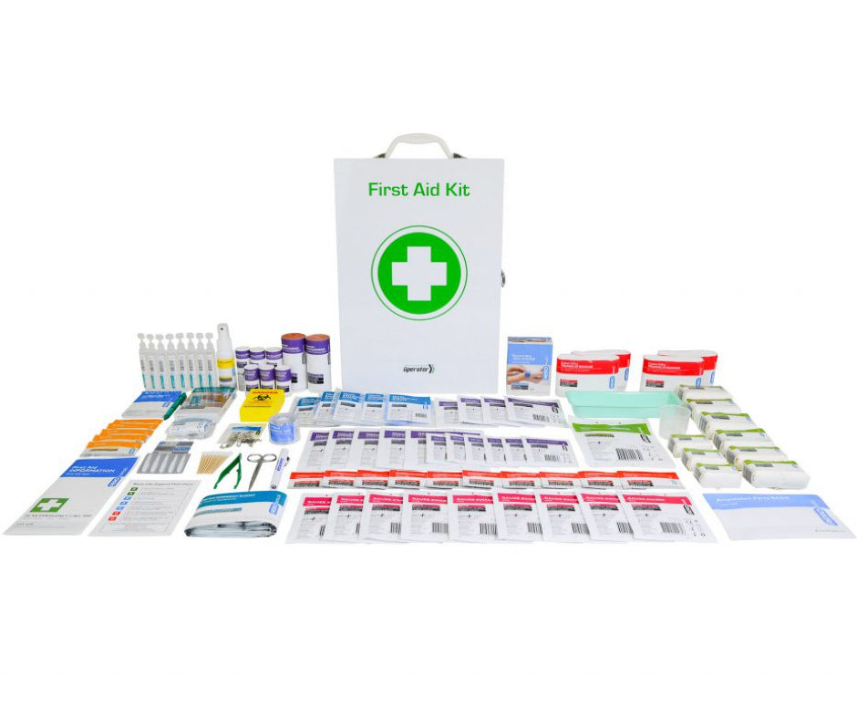 OPERATOR 5 Series steel metal first aid kit for food and beverage workplaces, AS2675-1983 compliant
