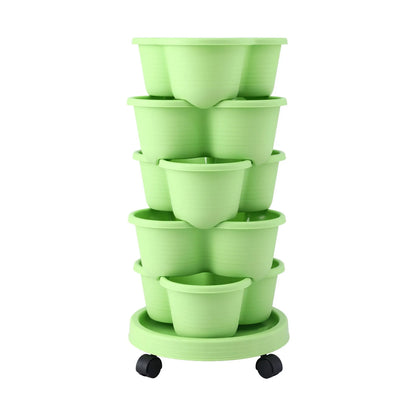 Vertical Garden Planter 5 Tier Stackable 35x35x75cm Wheels Light Green
