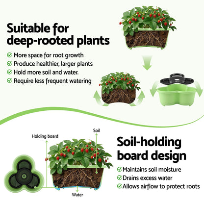 Vertical Garden Planter 5 Tier Stackable 35x35x75cm Wheels Light Green