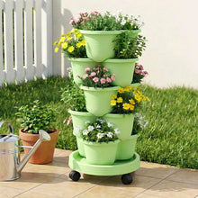 Vertical Garden Planter 5 Tier Stackable 35x35x75cm Wheels Light Green