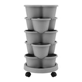 Vertical Garden Planter 5 Tier Stackable 35x35x75cm 4 Wheels Grey