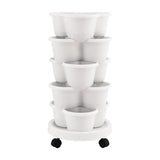 Vertical Garden Planter 5 Tier Stackable 35x35x75cm Wheels White