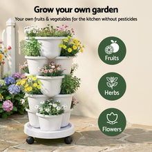 Vertical Garden Planter 5 Tier Stackable 35x35x75cm Wheels White
