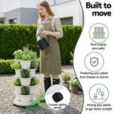 Vertical Garden Planter 5 Tier Stackable 35x35x75cm Wheels White