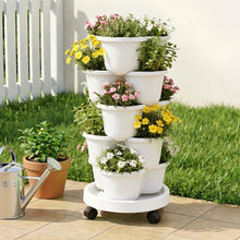 Vertical Garden Planter 5 Tier Stackable 35x35x75cm Wheels White
