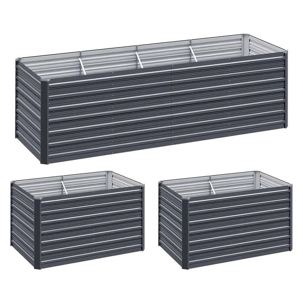 Green Fingers Garden Bed 240x80x77cm Planter Box Raised Container Galvanised - Stacks Warehouse
