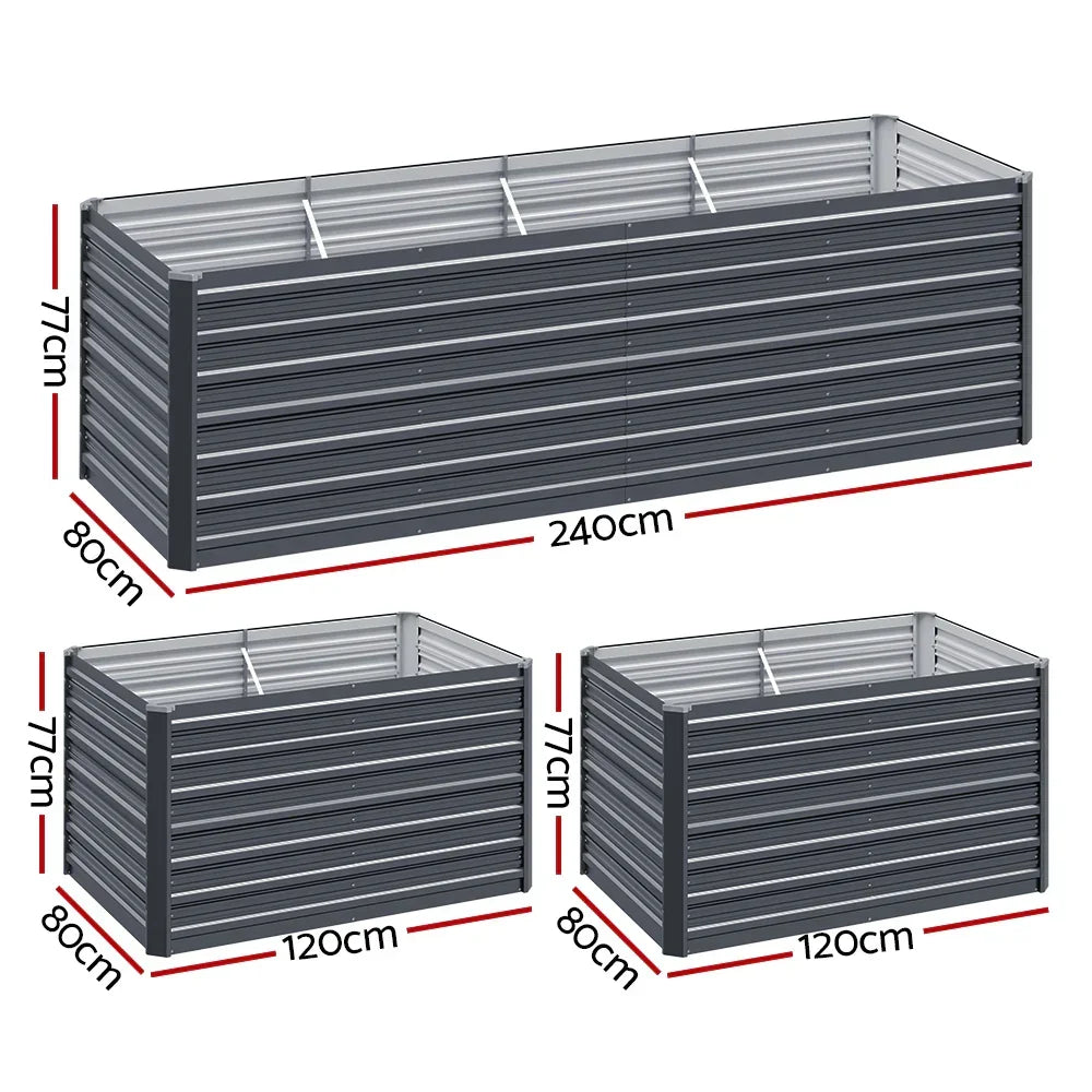 Green Fingers Garden Bed 240x80x77cm Planter Box Raised Container Galvanised - Stacks Warehouse