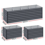 Green Fingers Garden Bed 240x80x77cm Planter Box Raised Container Galvanised - Flea Market