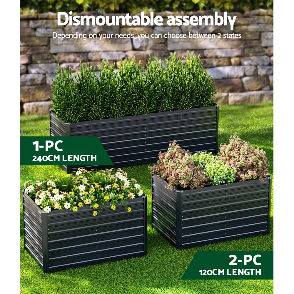 Green Fingers Garden Bed 240x80x77cm Planter Box Raised Container Galvanised - Stacks Warehouse