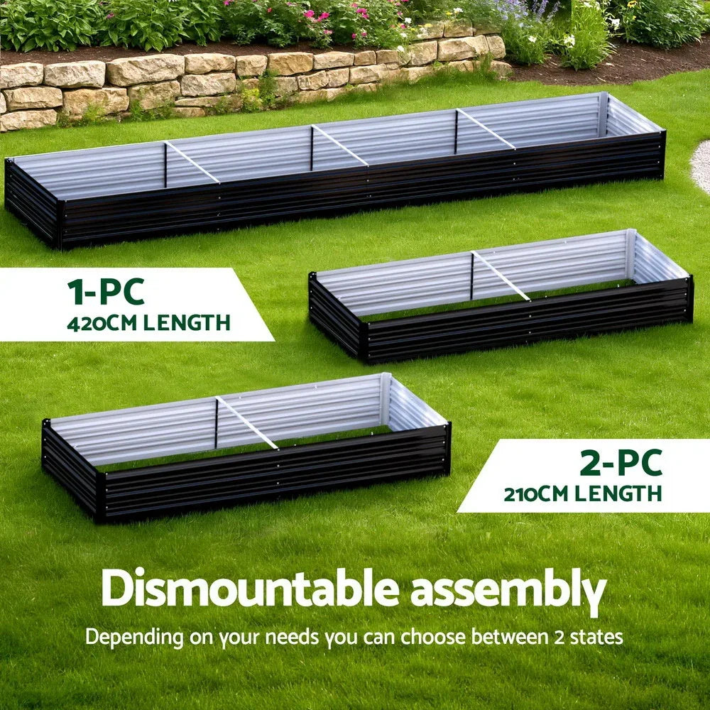 Green Fingers Raised Garden Bed 2 Pcs 210x90cm Planter Box Container Galvanised Metal Outdoor