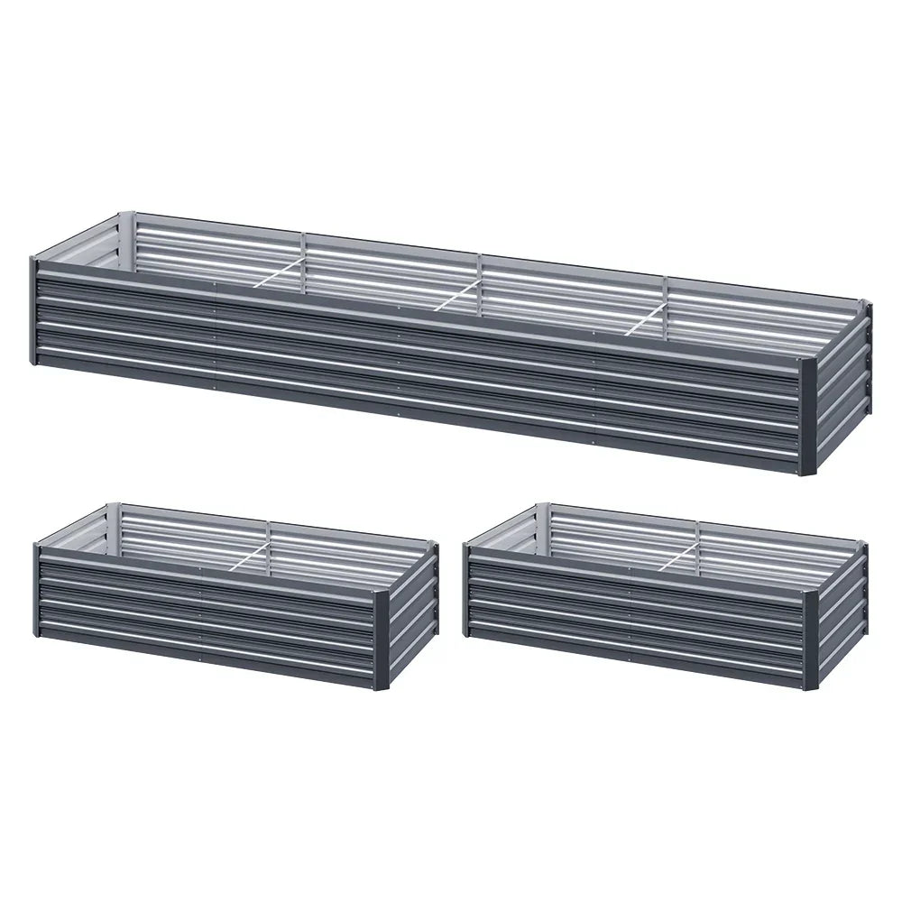 Green Fingers Garden Bed 320X80X45cm Planter Box Raised Container Galvanised Herb - Flea Market