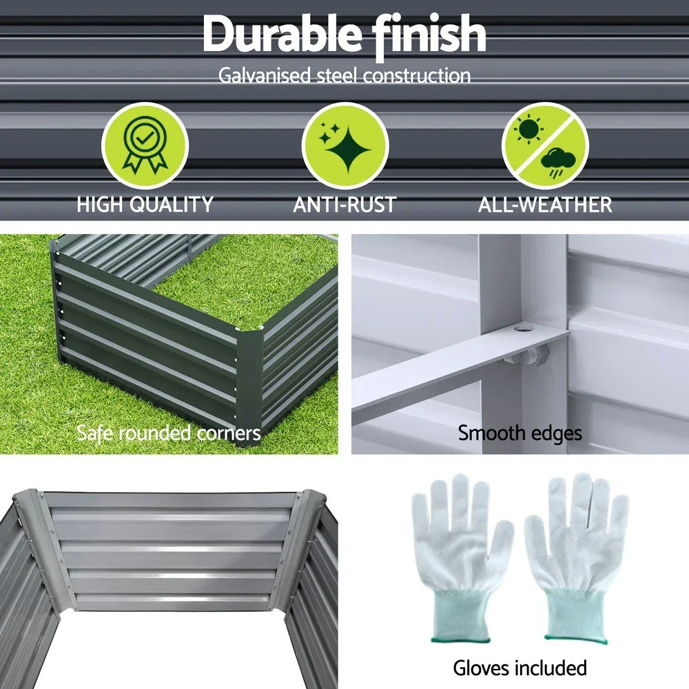 Green Fingers Garden Bed 320X80X45cm Planter Box Raised Container Galvanised Herb - Flea Market