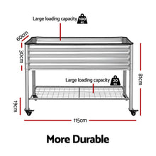 Green Fingers Mobile Raised Garden Bed 81cm Wheels Shelf Silver
