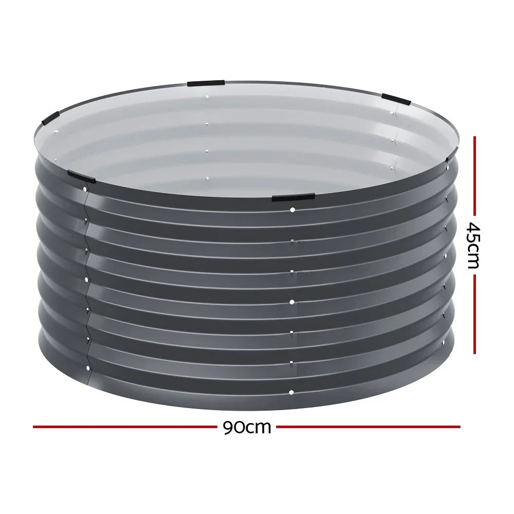 Green Fingers Garden Bed 90X45cm Round Latches Planter Box Raised Galvanised Herb - Stacks Warehouse