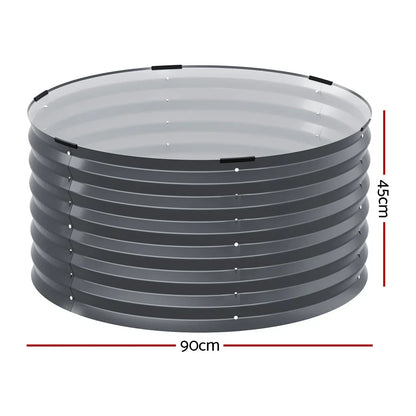 Green Fingers Garden Bed 90X45cm Round Latches Planter Box Raised Galvanised Herb - Stacks Warehouse