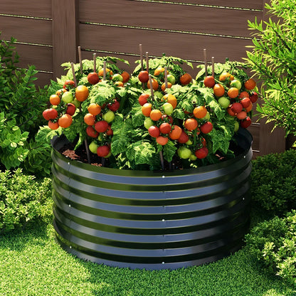 Green Fingers Garden Bed 90X45cm Round Latches Planter Box Raised Galvanised Herb - Stacks Warehouse
