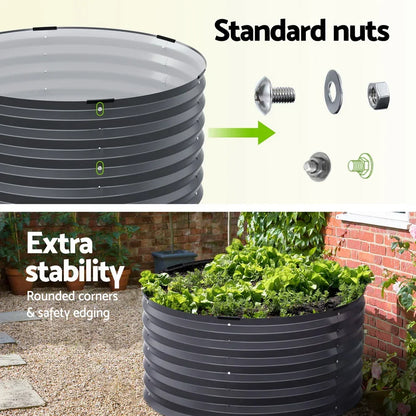 Green Fingers Garden Bed 90X45cm Round Latches Planter Box Raised Galvanised Herb - Stacks Warehouse
