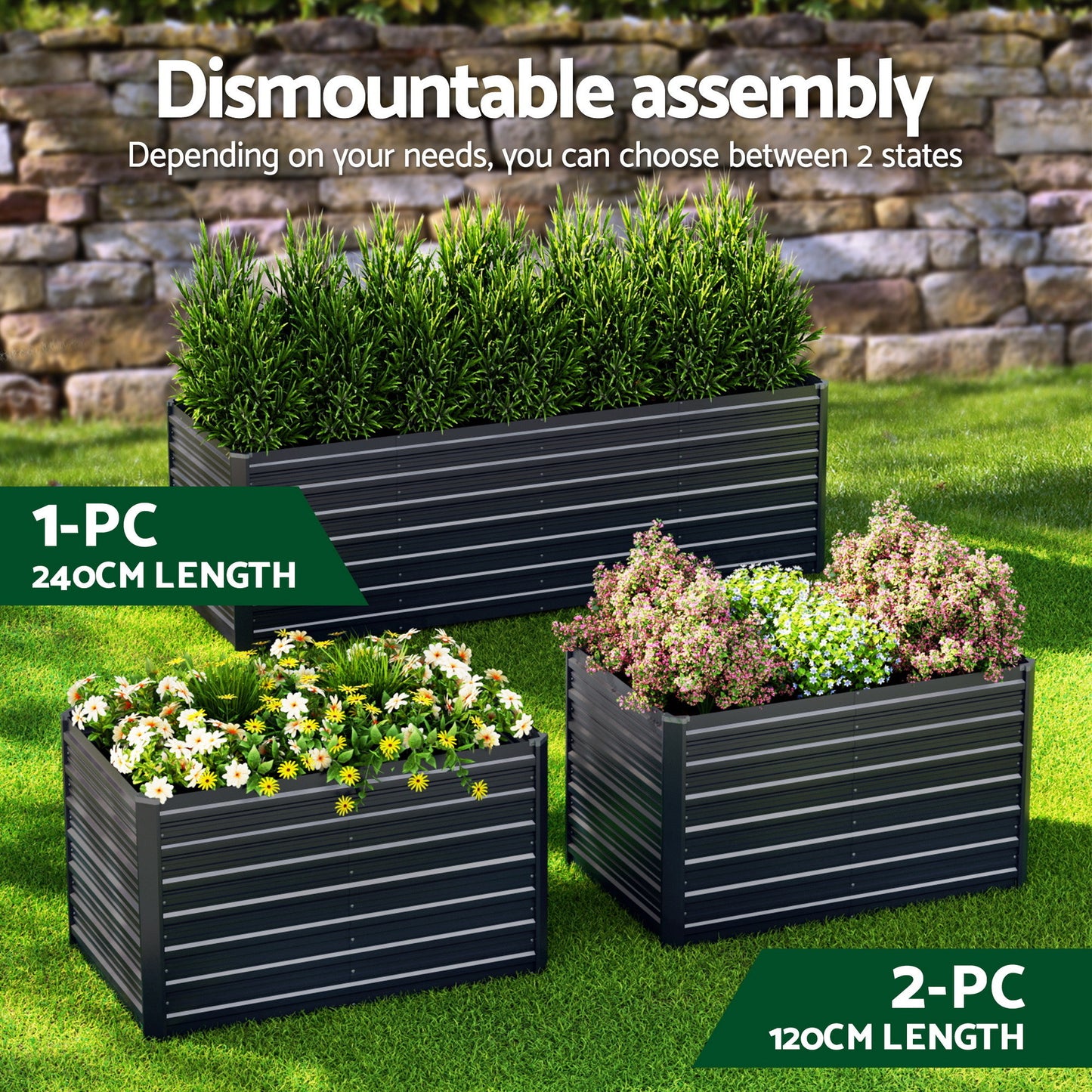 Green Fingers Raised Garden Bed | 2-in-1 | 320cm/160cm