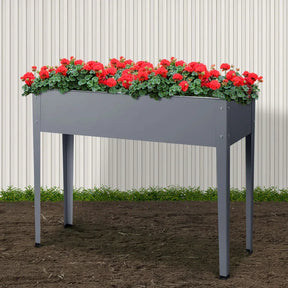 Green Fingers Garden Bed Elevated 100X80X30cm Planter Box Container Galvanised - Flea Market