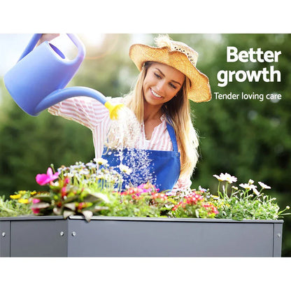 Green Fingers Garden Bed Elevated 100X80X30cm Planter Box Container Galvanised - Stacks Warehouse