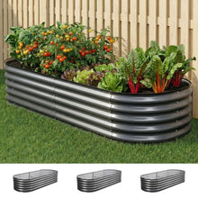 Raised Garden Bed 3pcs Oval 160x80x42cm Galvanized Steel - Green Fingers