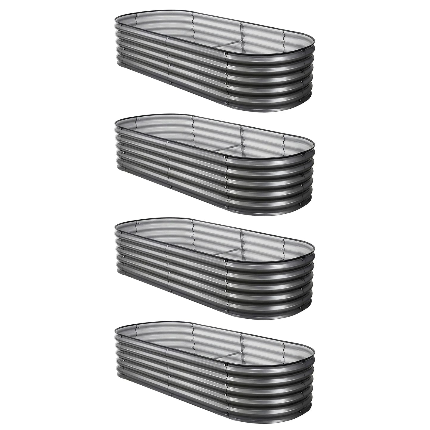 Raised Garden Bed 4pcs Oval 160x80x42cm Galvanized Steel - Green Fingers