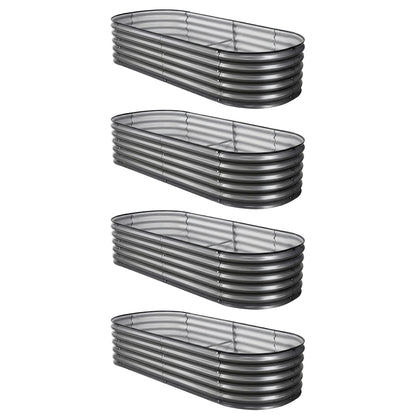 Raised Garden Bed 4pcs Oval 160x80x42cm Galvanized Steel - Green Fingers