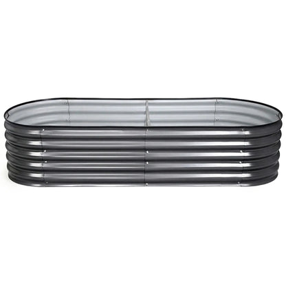 Raised Garden Bed 4pcs Oval 160x80x42cm Galvanized Steel - Green Fingers