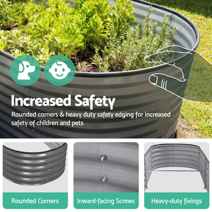 Raised Garden Bed 4pcs Oval 160x80x42cm Galvanized Steel - Green Fingers