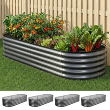 Raised Garden Bed 4pcs Oval 160x80x42cm Galvanized Steel - Green Fingers
