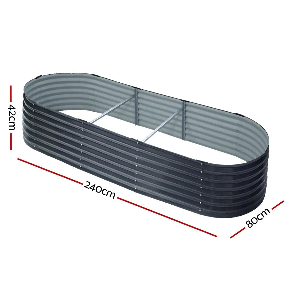 2x Raised Garden Bed 240X80X42cm Oval - Stacks Warehouse
