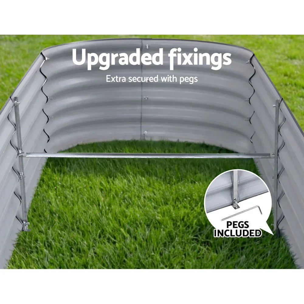 2x Raised Garden Bed 240X80X42cm Oval - Stacks Warehouse