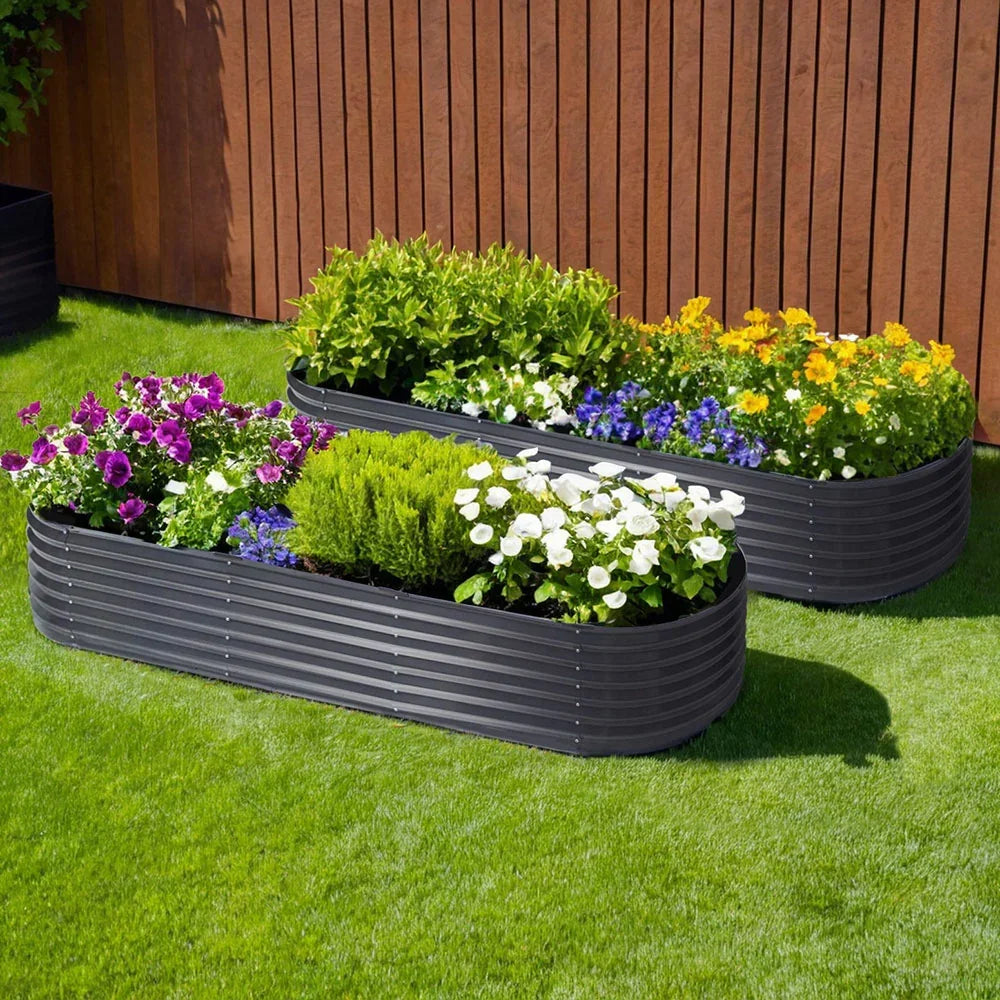 2x Raised Garden Bed 240X80X42cm Oval - Stacks Warehouse