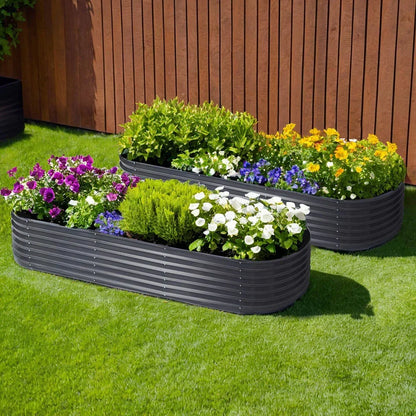2x Raised Garden Bed 240X80X42cm Oval - Stacks Warehouse
