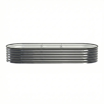 Raised Garden Bed 3pcs Oval 240x80x42cm Galvanized Steel - Green Fingers