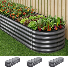 Raised Garden Bed 3pcs Oval 240x80x42cm Galvanized Steel - Green Fingers
