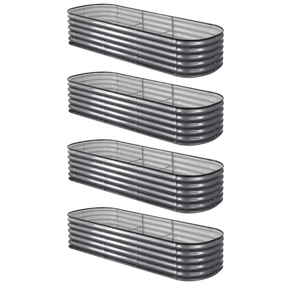 Raised Garden Bed 4pcs Oval 240x80x42cm Galvanized Steel - Green Fingers