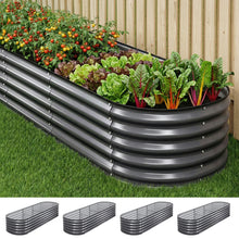 Raised Garden Bed 4pcs Oval 240x80x42cm Galvanized Steel - Green Fingers