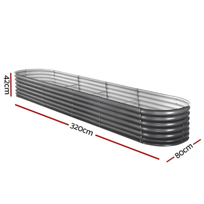 Green Fingers Garden Bed 320X80X42cm Oval Planter Box Raised Container Galvanised