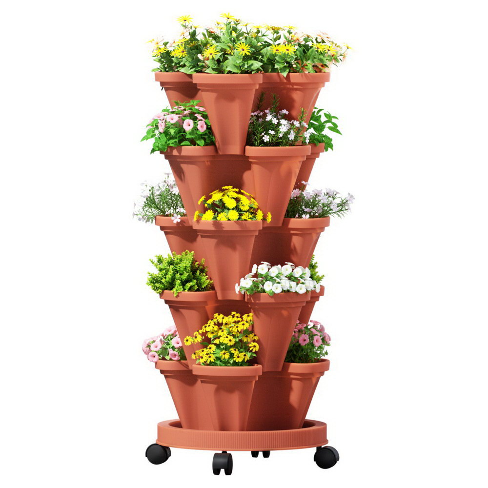 Green Fingers 5-Pot Stackable Planter | Brick Red