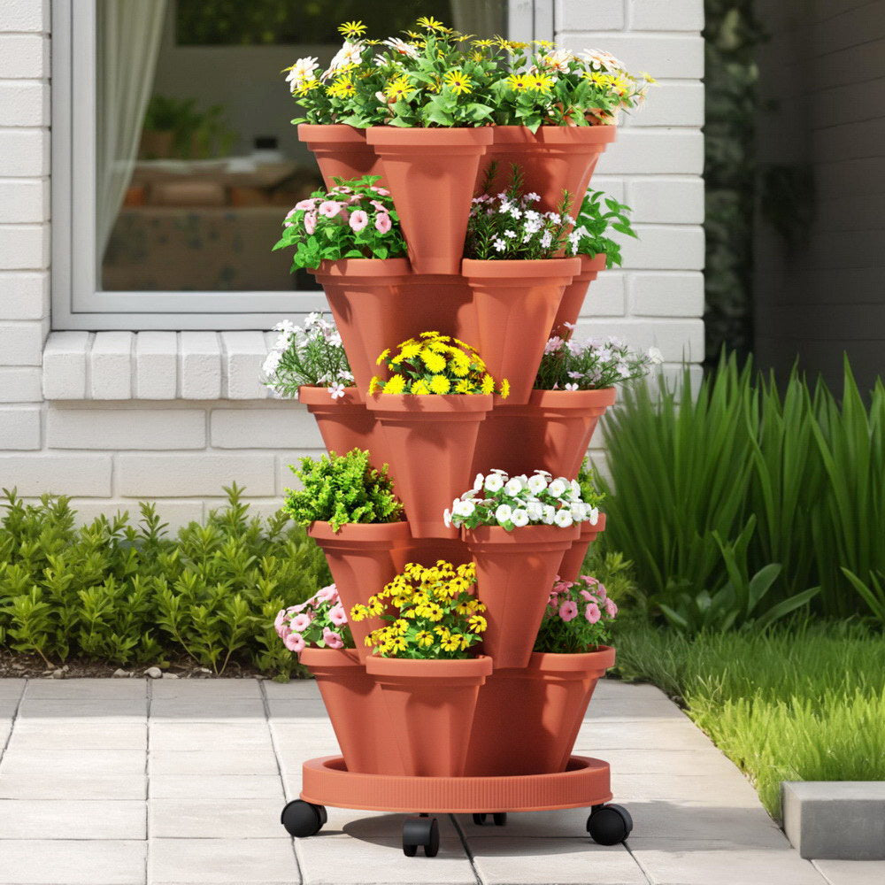 Green Fingers 5-Pot Stackable Planter | Brick Red