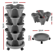 Green Fingers Raised Garden Bed 5 Tier Vertical Garden Grey Strawberry Stackable Planters Herbs Petunias