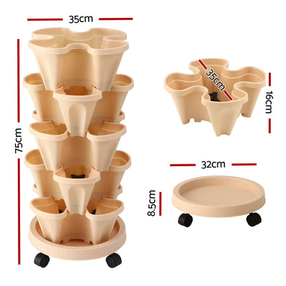 Green Fingers 5-Pot Stackable Planter | Beige