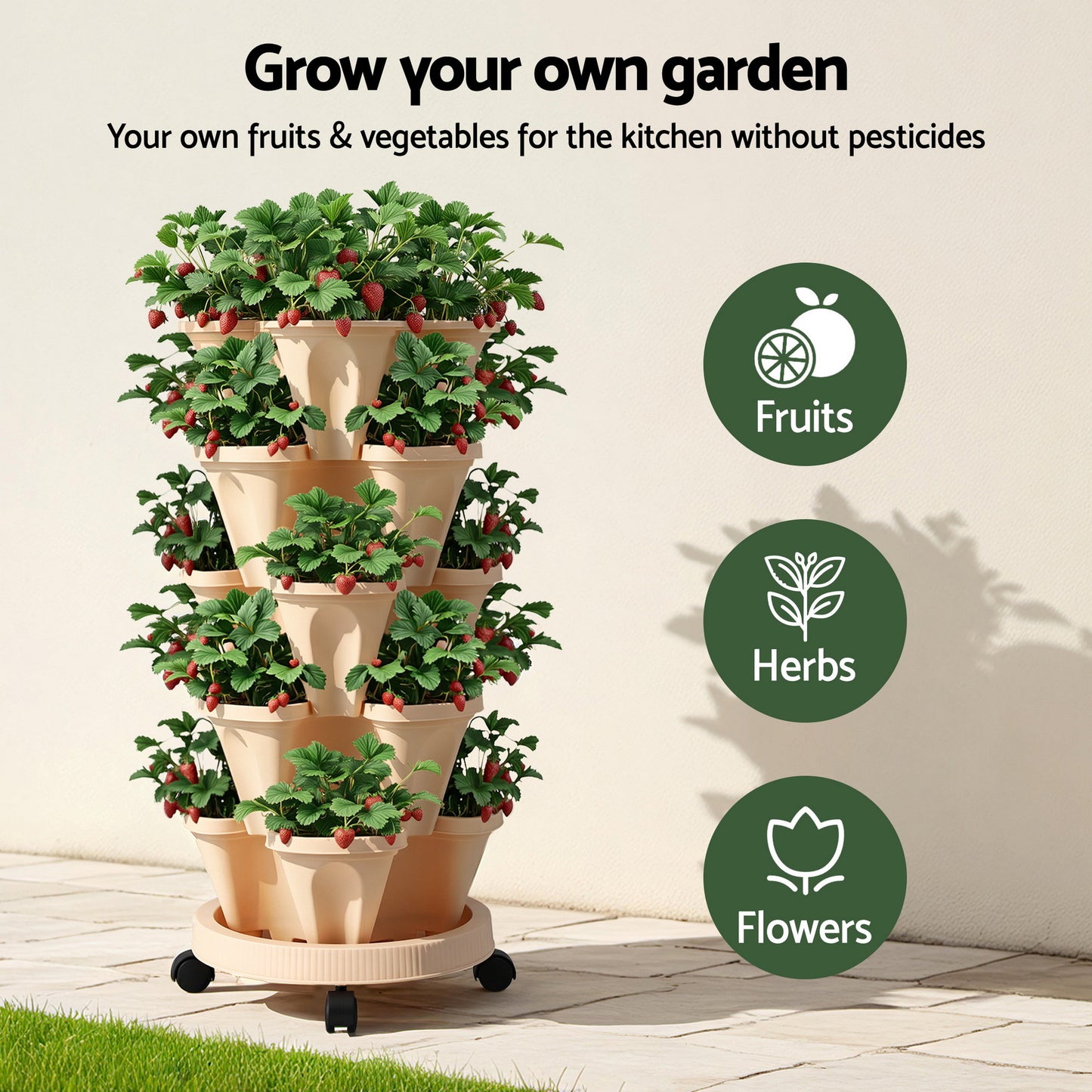 Green Fingers 5-Pot Stackable Planter | Beige