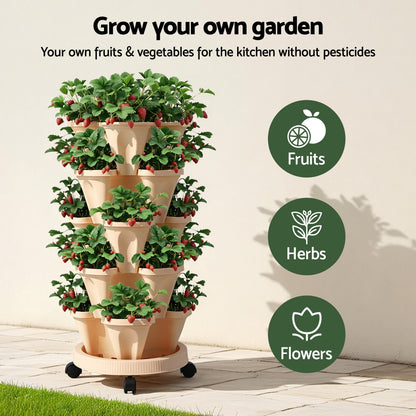 Green Fingers 5-Pot Stackable Planter | Beige